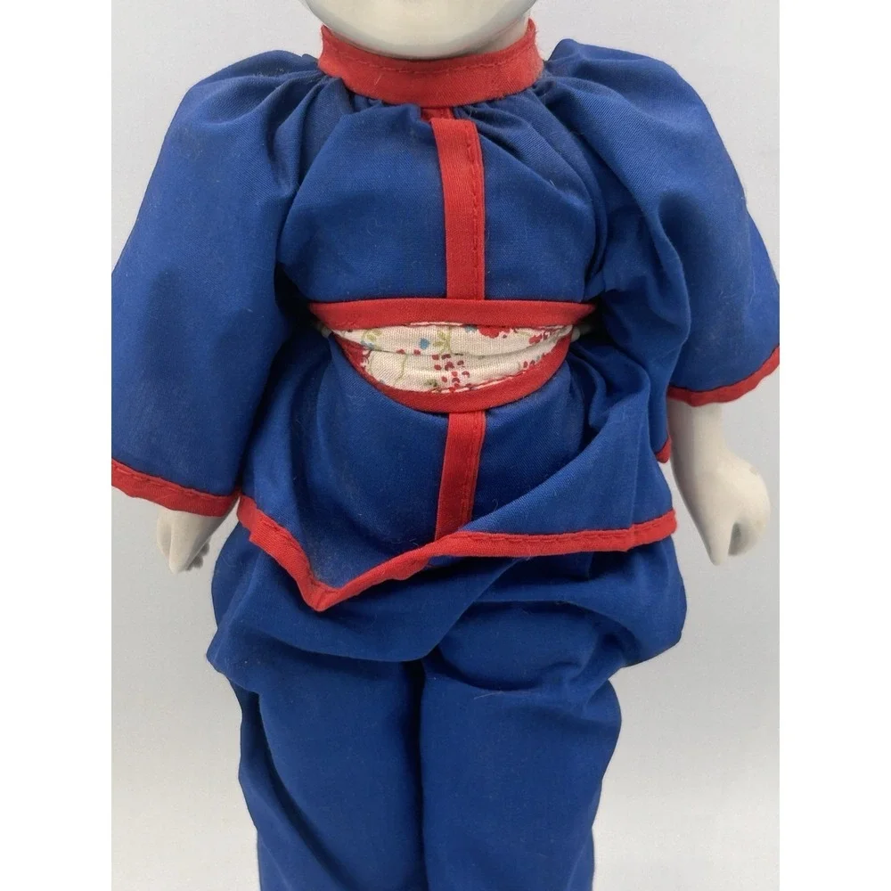 Oriental Porcelain Blue White Red Delft Blue Doll 12